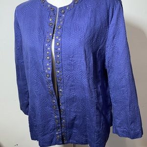 Royal Blue 16 P Empire neck jacket. Gold embellishments 100 percent Co…